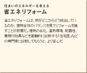 住まいのエネルギーを考える 省エネリフォーム