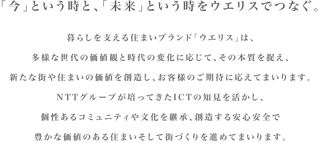 「今」という時と、「未来」という時をウエリスでつなぐ。