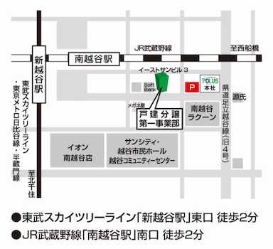 東武スカイツリーライン「新越谷」駅徒歩２分、ＪＲ武蔵野線「南越谷」駅徒歩２分。