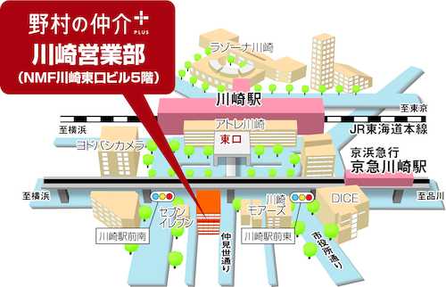 ＪＲ東海道線・京浜東北線・南武線「川崎」駅　2分、京浜急行本線・京浜急行大師線「京急川崎」駅　4分